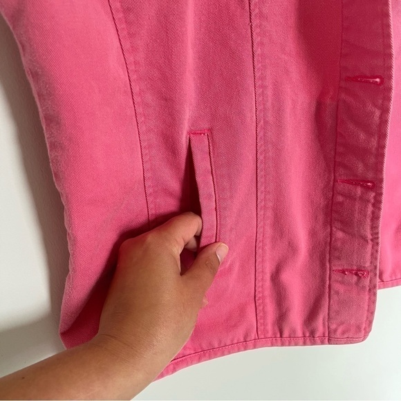 Vintage Talbots 1990s 100% Cotton-Denim Pink Vest Buttons Collared Size Large - Picture 9 of 10